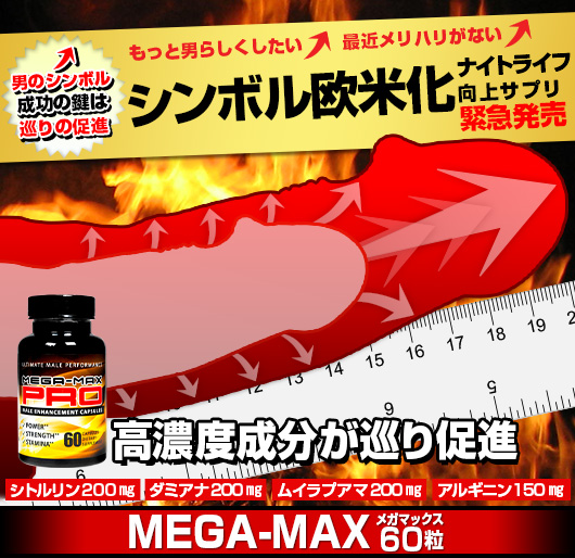 超高濃度性機能向上/性器増大サプリメント緊急発売メガマックス