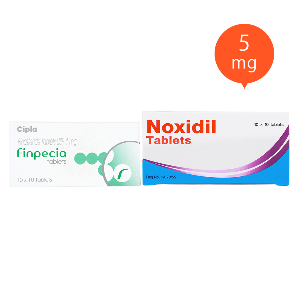商品画像: フィンペシア1mgキノリンイエローフリー(100錠1箱)+ノキシジル5mg(100錠1箱)
